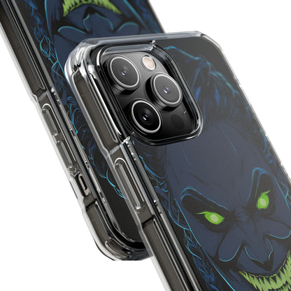 Unheimlicher, unheimlicher Charakter mit neongrünen Augen, iPhone 14 – Impact Clear+