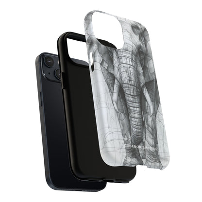 Elephant Line Geometry iPhone 14 | Tough+ Phone Case