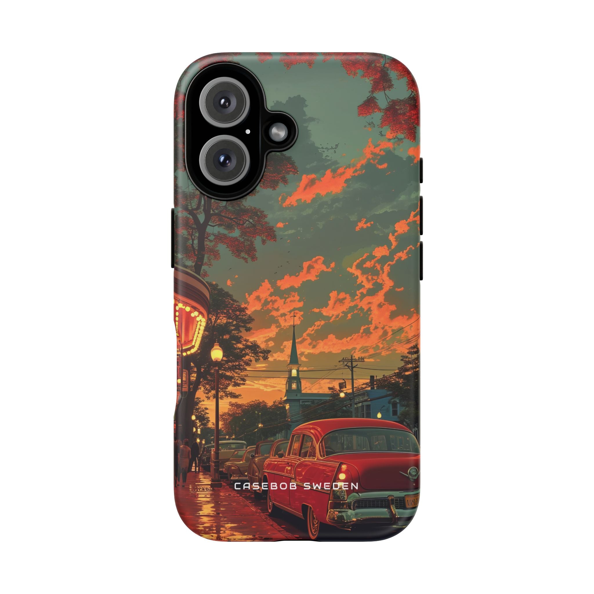 Mid-Century Nostalgia Streetscape iPhone 16 - Tough Phone Case