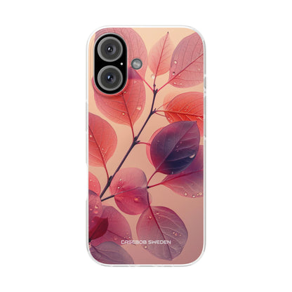 Pink Serenity Leaf Design - Flexi iPhone 16 Phone Case