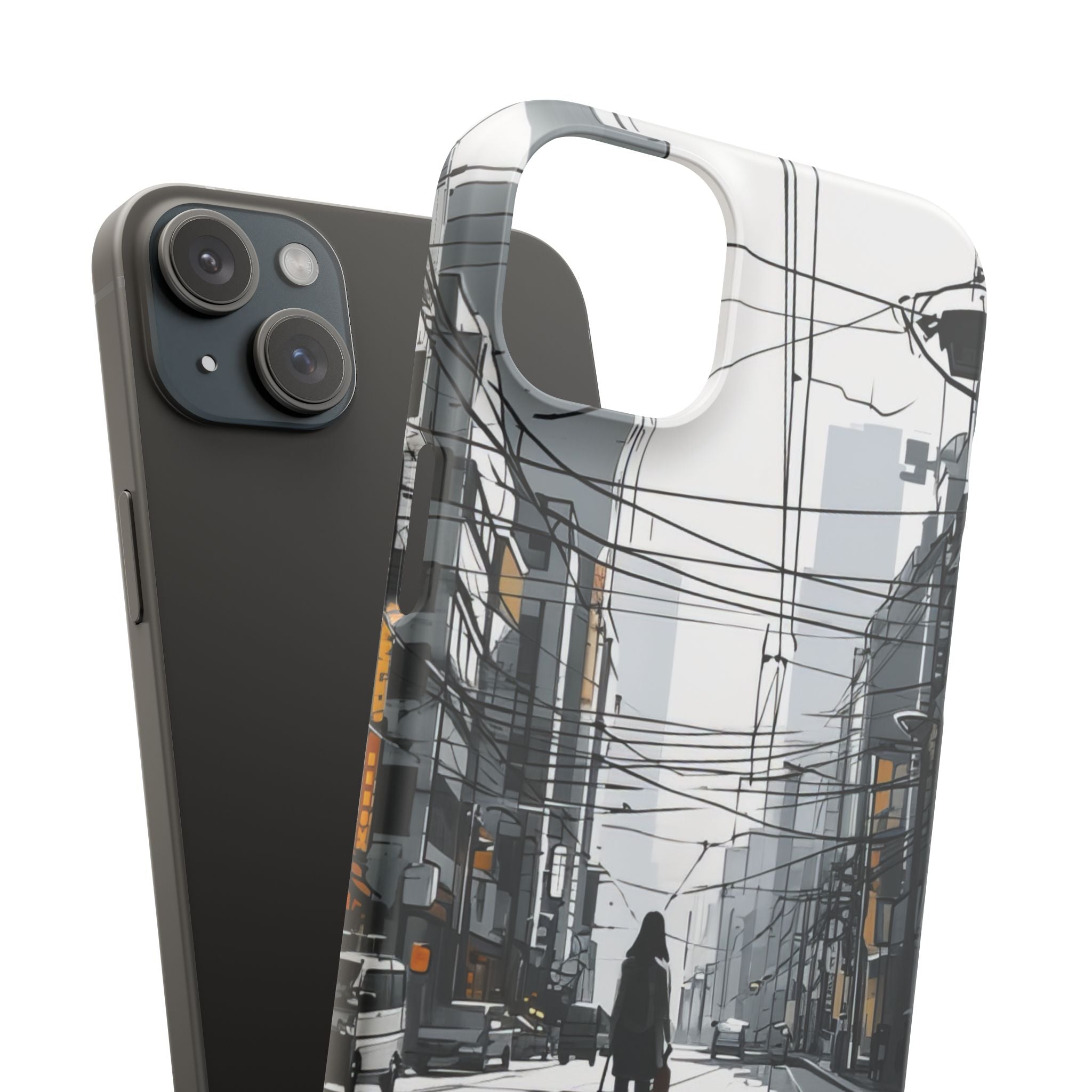 Urban Noir Streetscape iPhone 15 - Slim Phone Case