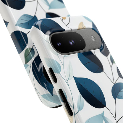 Navy Leaf Veins Google Pixel 9 Case - Tough
