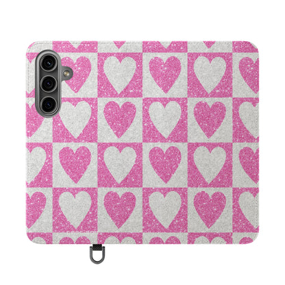 Glitter Heartgrid - Samsung S24 Case - Wallet