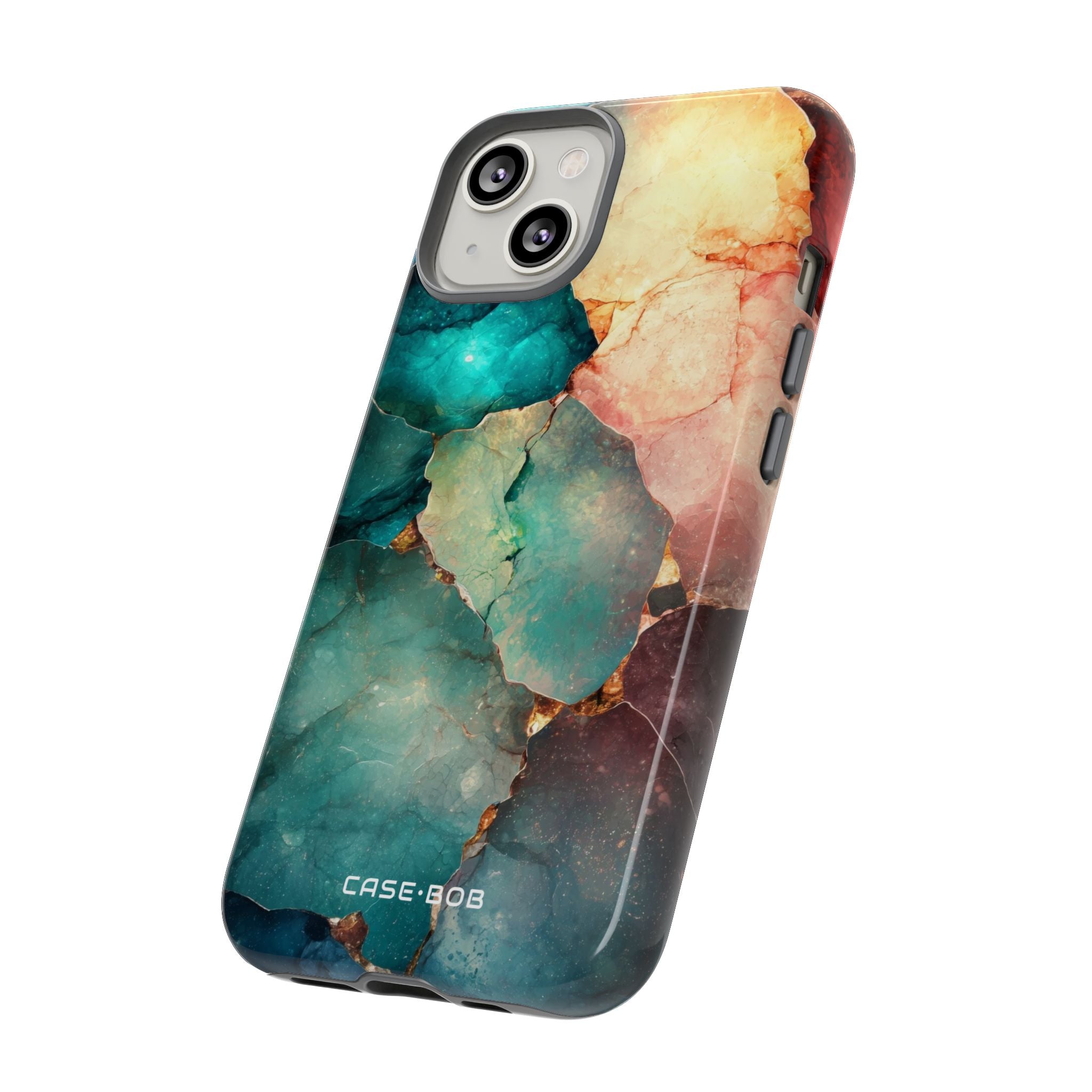 Teal Mosaic Veins iPhone 14 Case - Tough
