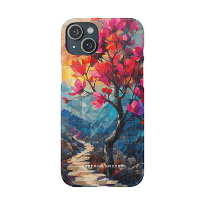 Vibrant Geometric Tree Landscape iPhone 15 - Slim Phone Case