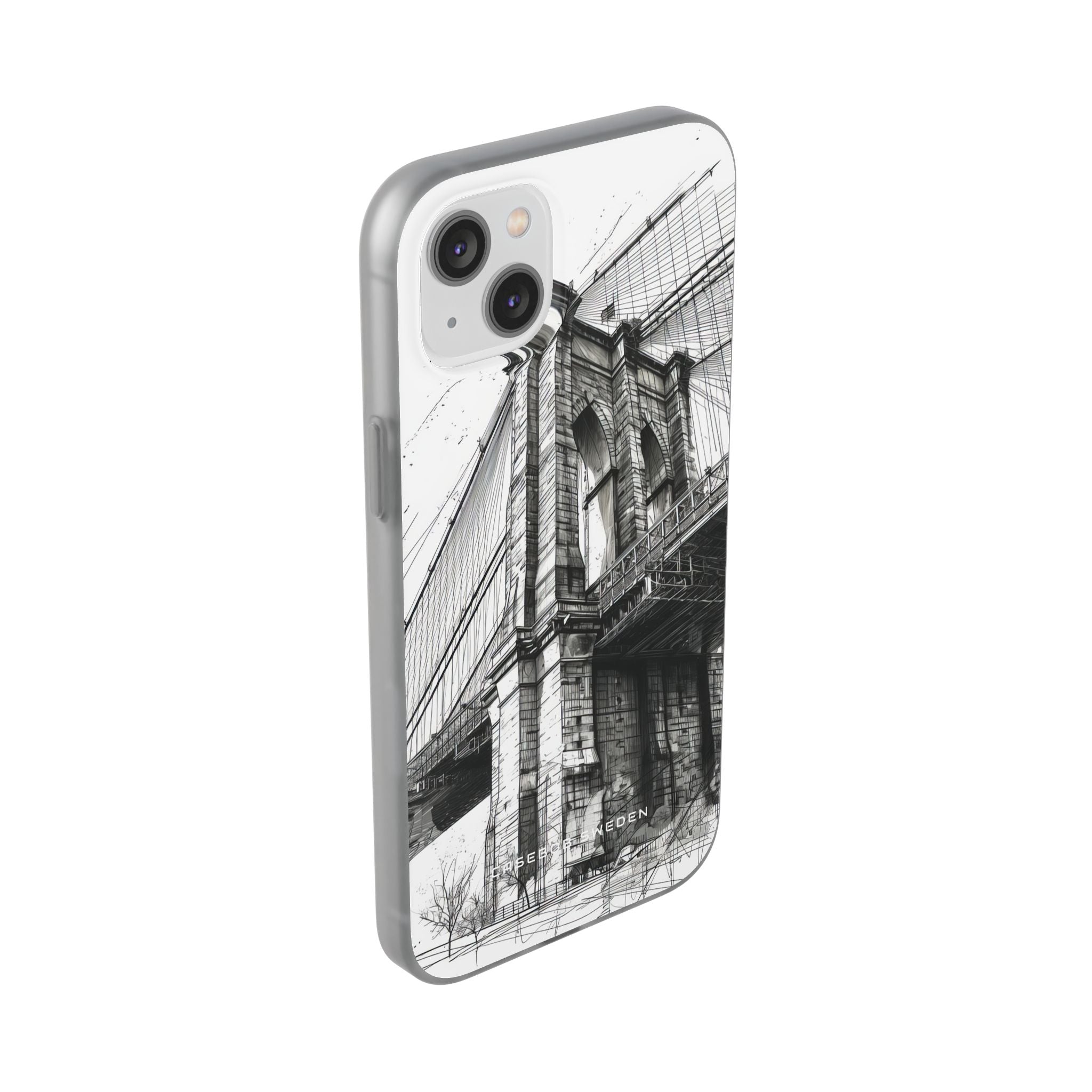 Suspension Bridge Line Art Illustration iPhone 14 - Flexi Phone Case