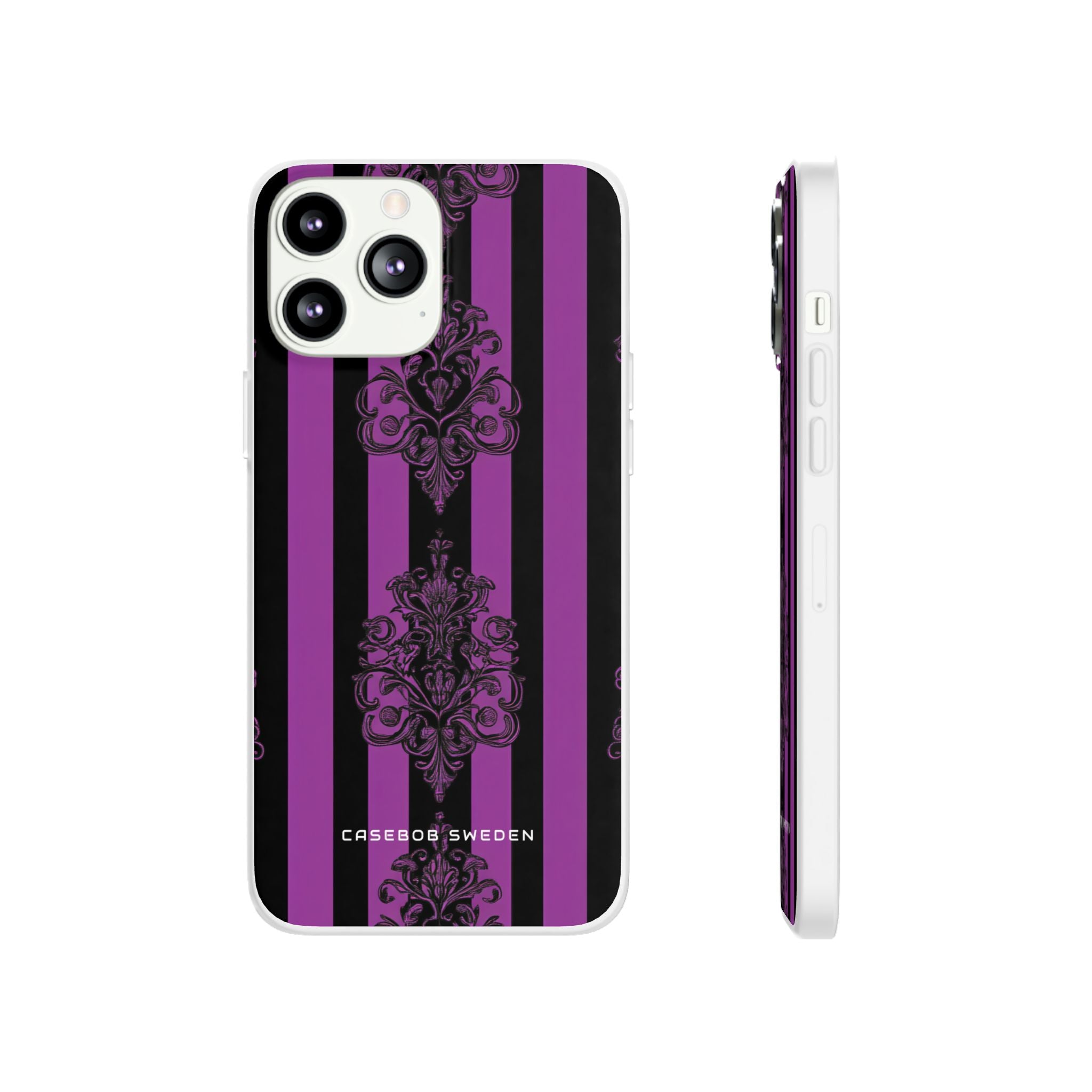 Gothic Elegance with Vertical Stripes and Ornamental Motifs iPhone 13 - Flexi Phone Case