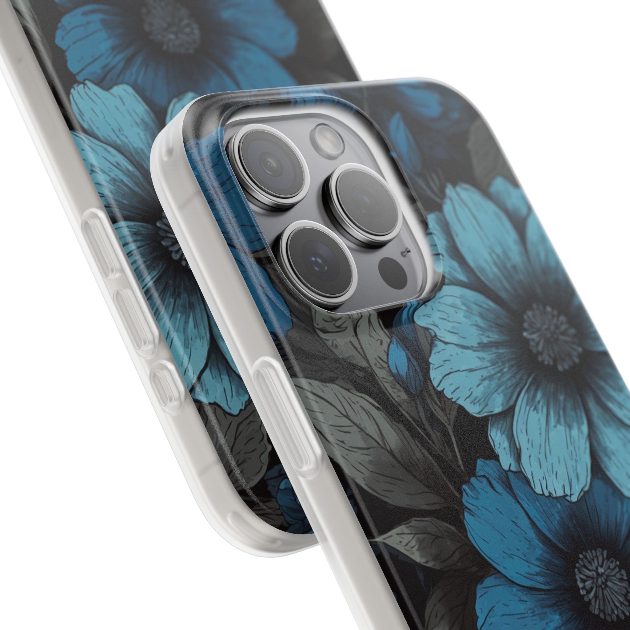 Blue Petal Radiance iPhone 15 Pro Max Case - Soft
