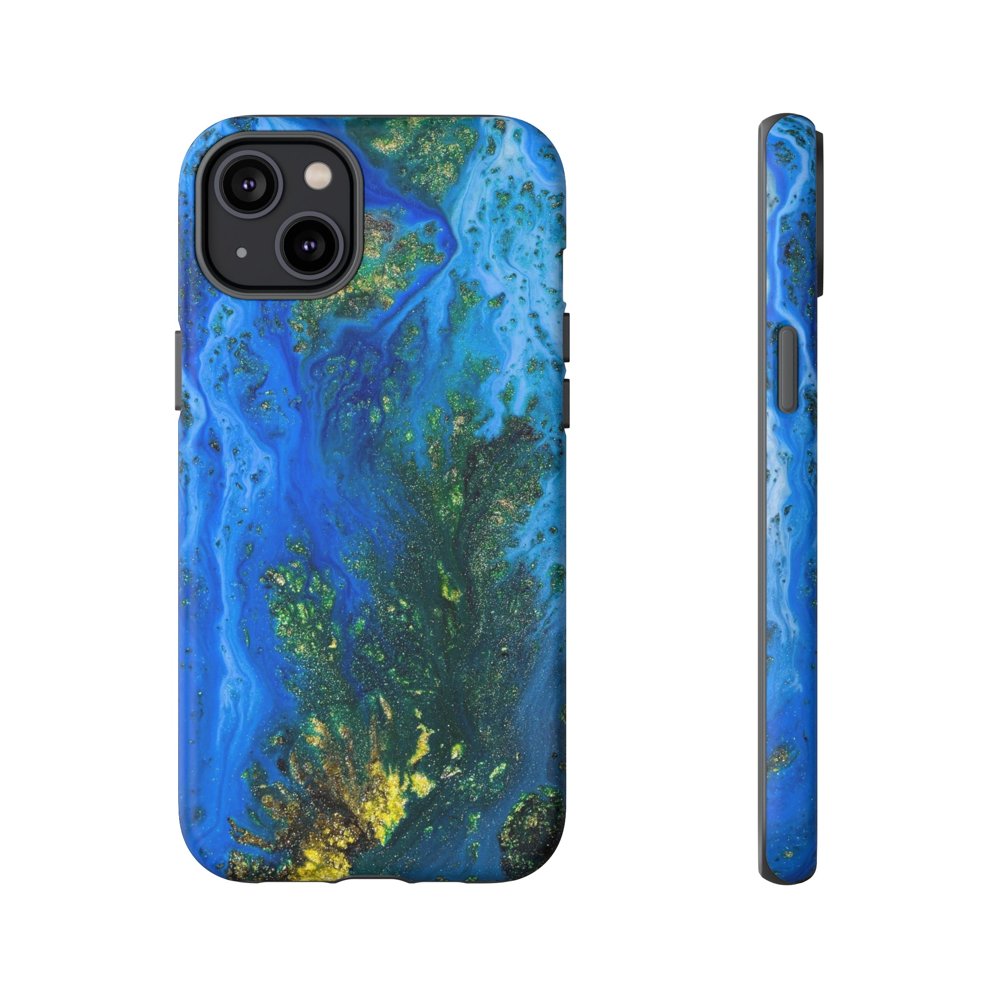 Blue Globe Ink Art iPhone Case (Protective) iPhone 14 Plus Matte Phone Case