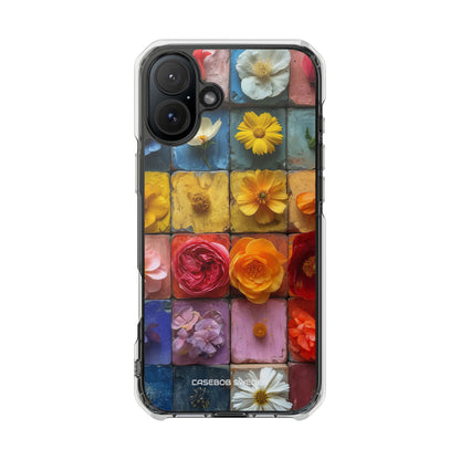 Vibrant Floral Tiles - Clear Impact iPhone 16 Phone Case