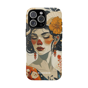 Mythical Serenity: Floral Ram Goddess - for iPhone 16