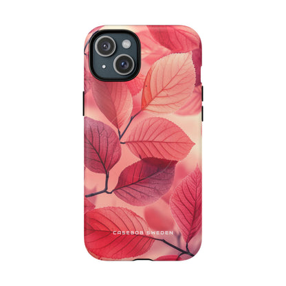 Elegant Pink Leaves iPhone 15 | Tough+ Phone Case