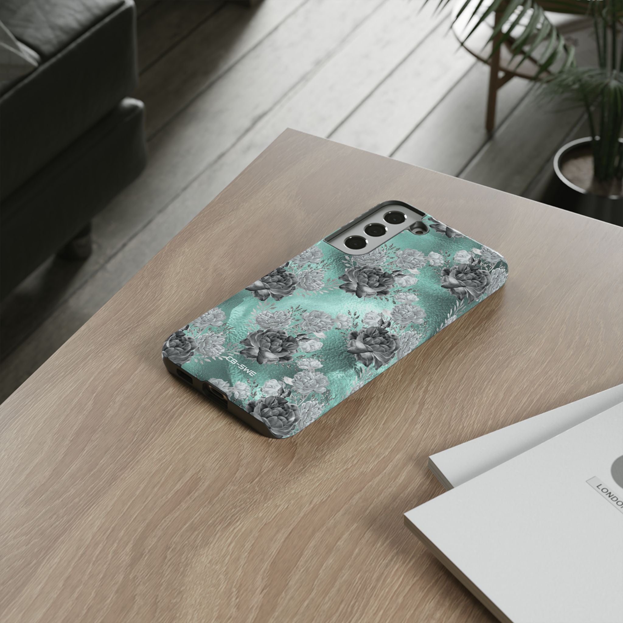 Teal Floral Elegance - Samsung Case