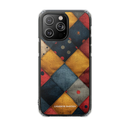 Blue Red Patchwork - Clear Impact iPhone 14 Phone Case