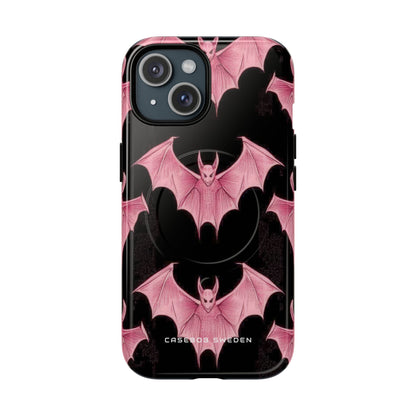 Gothic Pink Bats Aflame iPhone 15 | Tough+ Phone Case