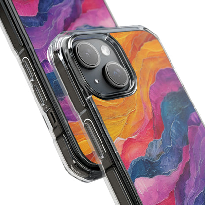 Vibrant Abstract Waves - Clear Impact iPhone 15 Phone Case