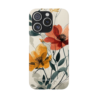 Elegant Floral Harmony iPhone 15 - Slim Phone Case