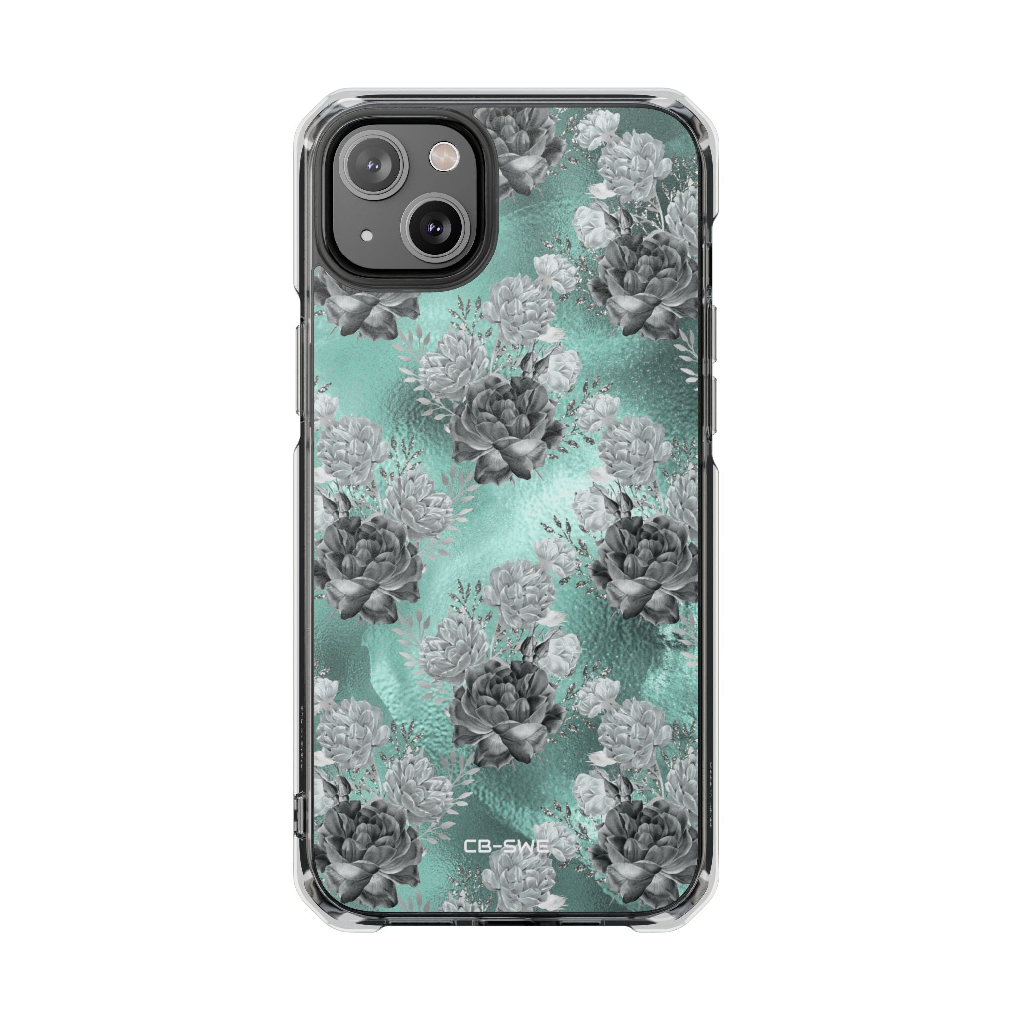 Teal Floral Elegance iPhone Case - Impact