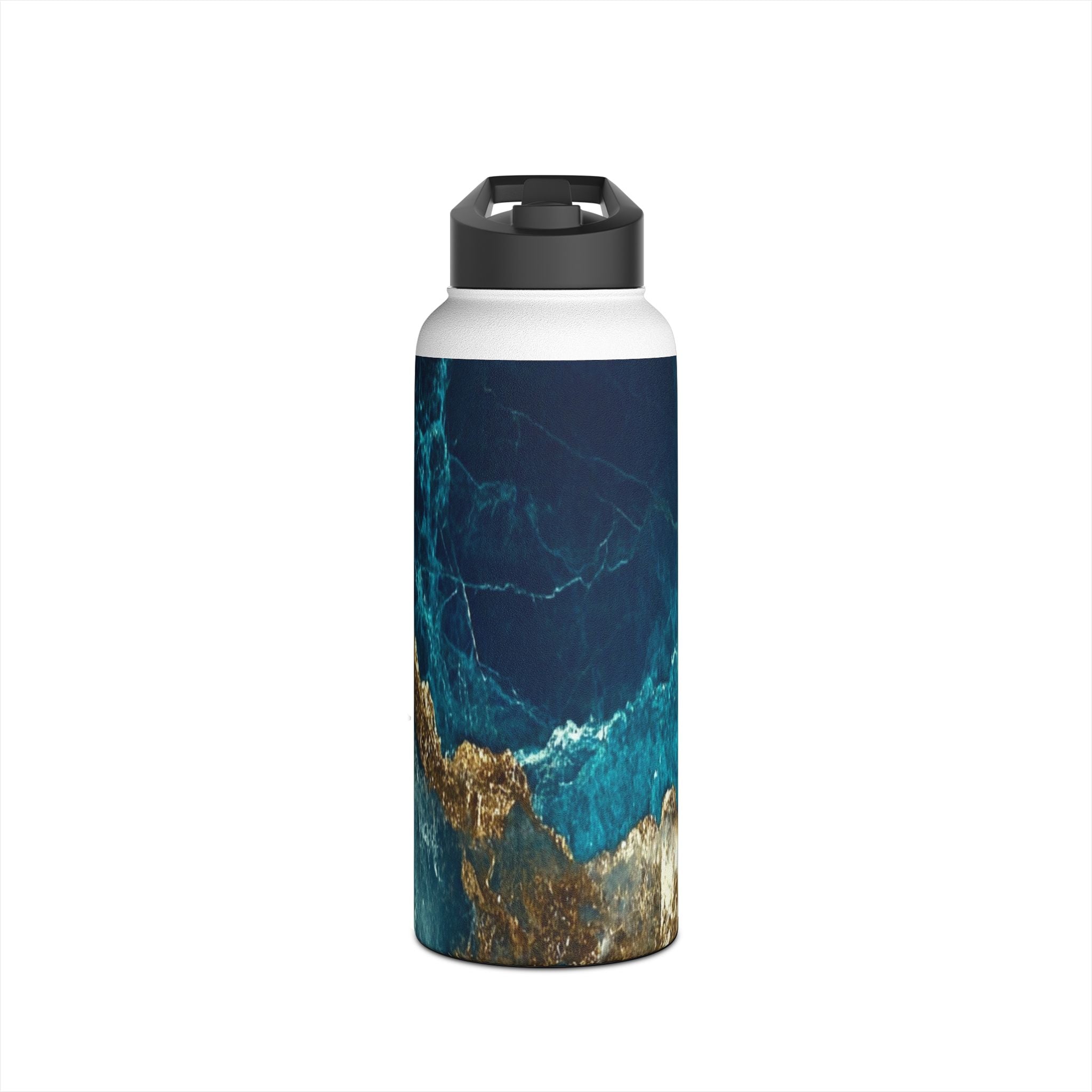 Golden Fracture Teal - Stainless Steel Water Bottle
