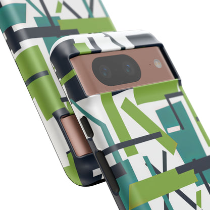 Green Geometry Glide Google Pixel 8 - Tough Phone Case