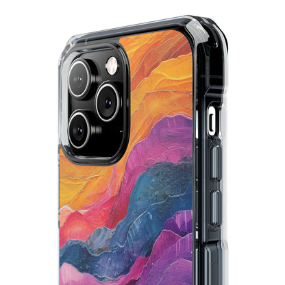 Vibrant Abstract Waves - Clear Impact iPhone 14 Phone Case