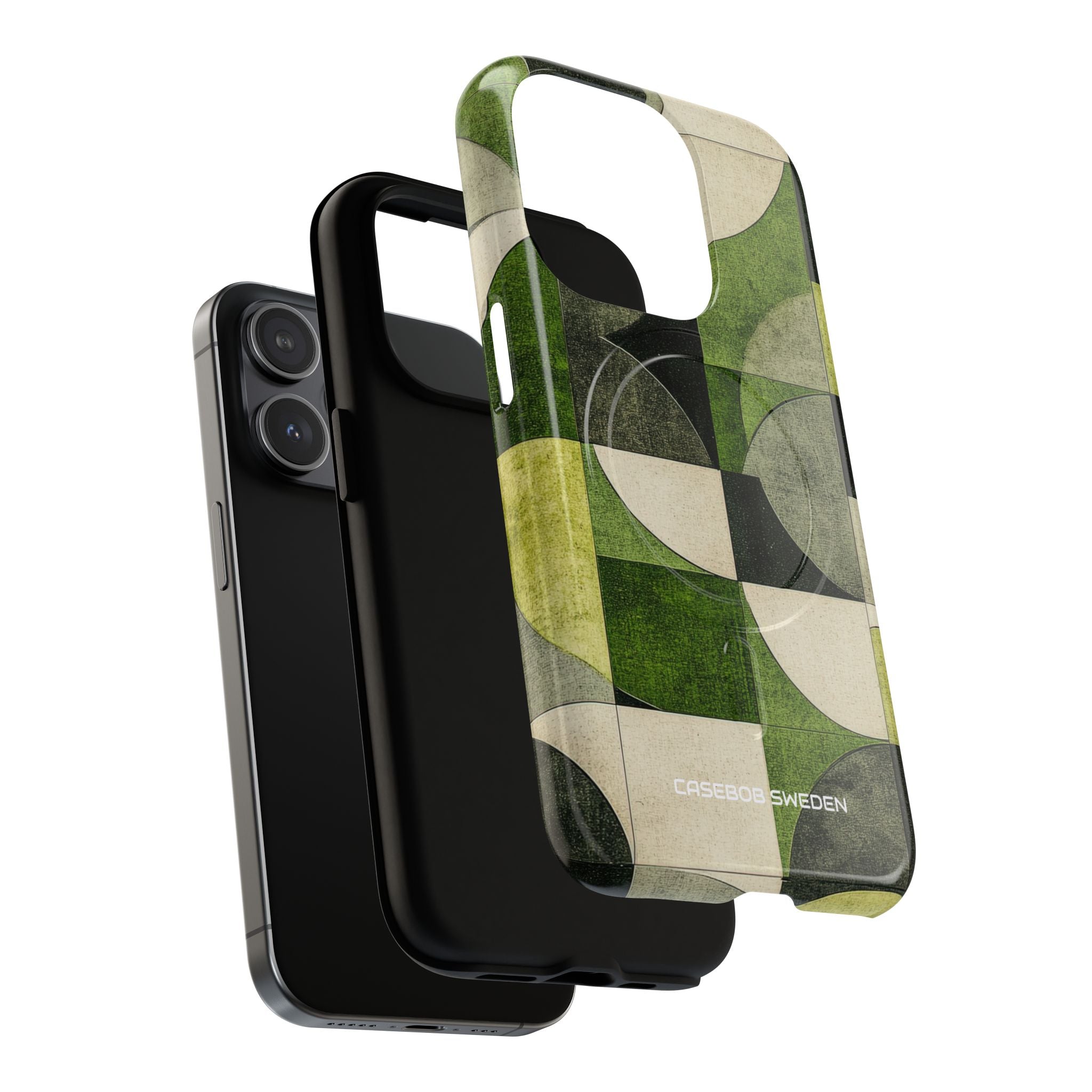 Green Geometric Harmony - Tough + MagSafe® iPhone 15 Phone Case