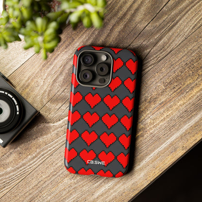 Red Heart Dark Gray Diamonds Seamless iPhone 15 - Tough