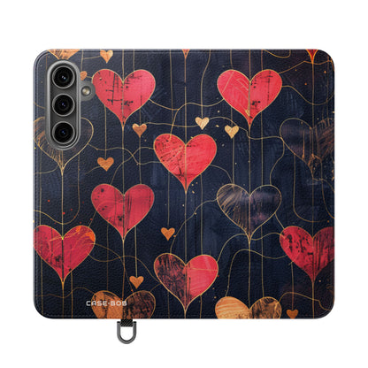 Textured Heart Grid - Samsung S24 Plus Case - Wallet
