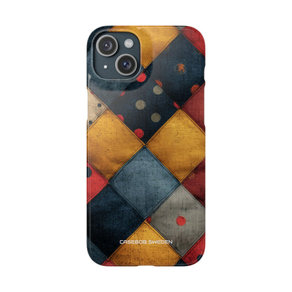 Blue Red Patchwork - Slim iPhone 15 Phone Case