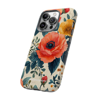 Vibrant Botanical Poppies - Tough iPhone 14 Phone Case