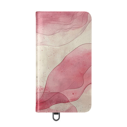 Crimson Ribbon Waves - Samsung S24 Case - Wallet