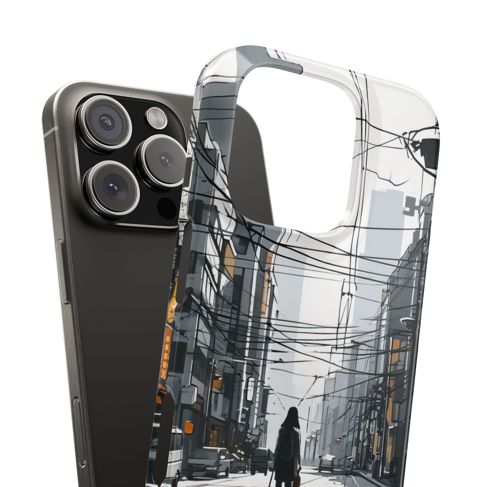 Urban Noir Streetscape iPhone 16 - Slim Phone Case