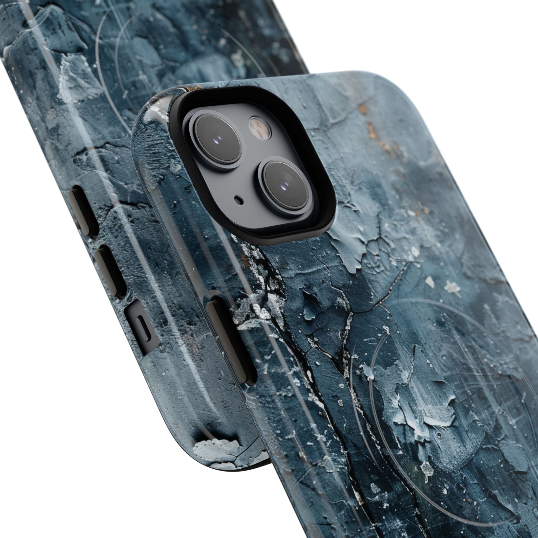 Weathered Blue Tapestry with Cracked Layers iPhone 14 | Tough+ Phone Case