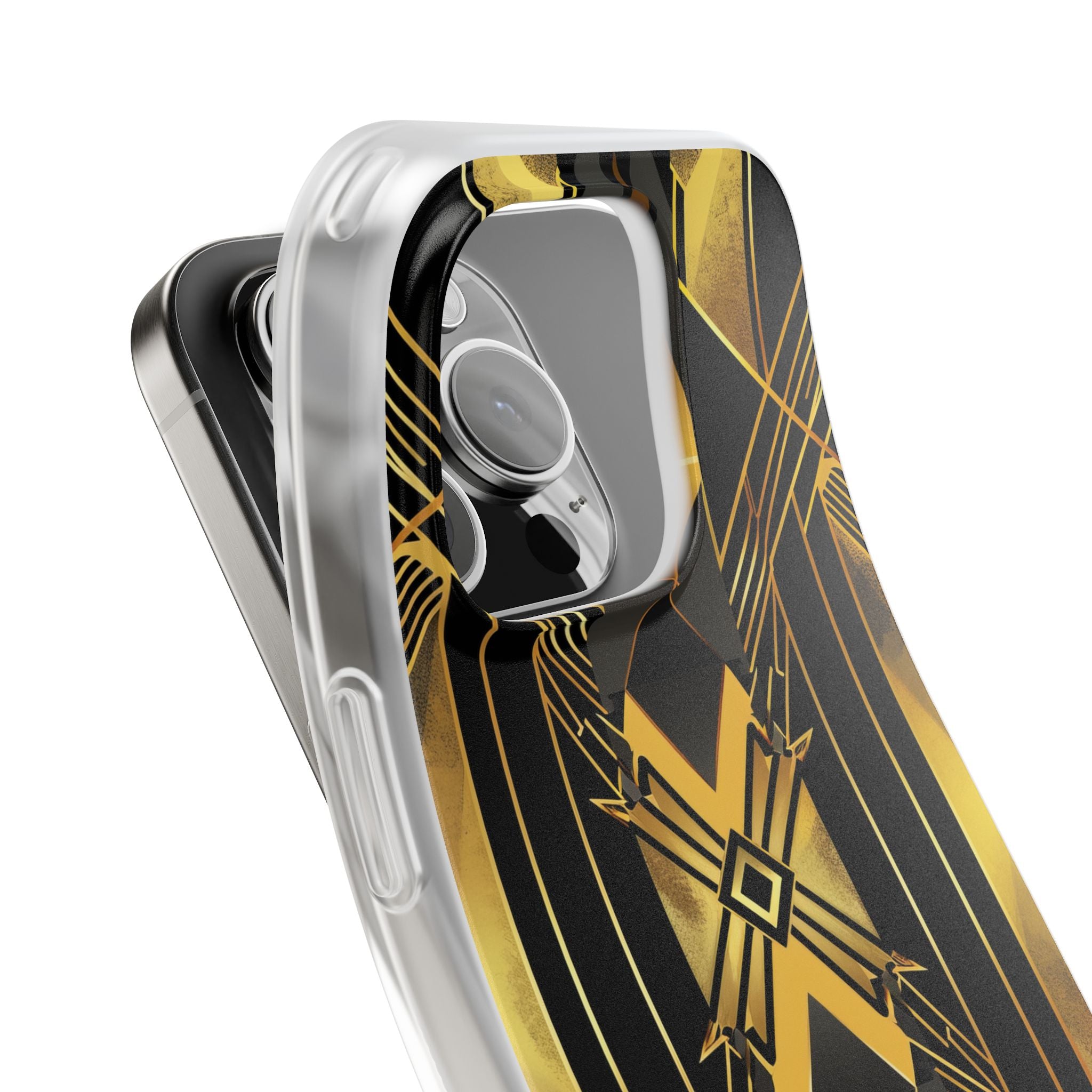 Golden Geometric Elegance iPhone 16 - Flexi Phone Case