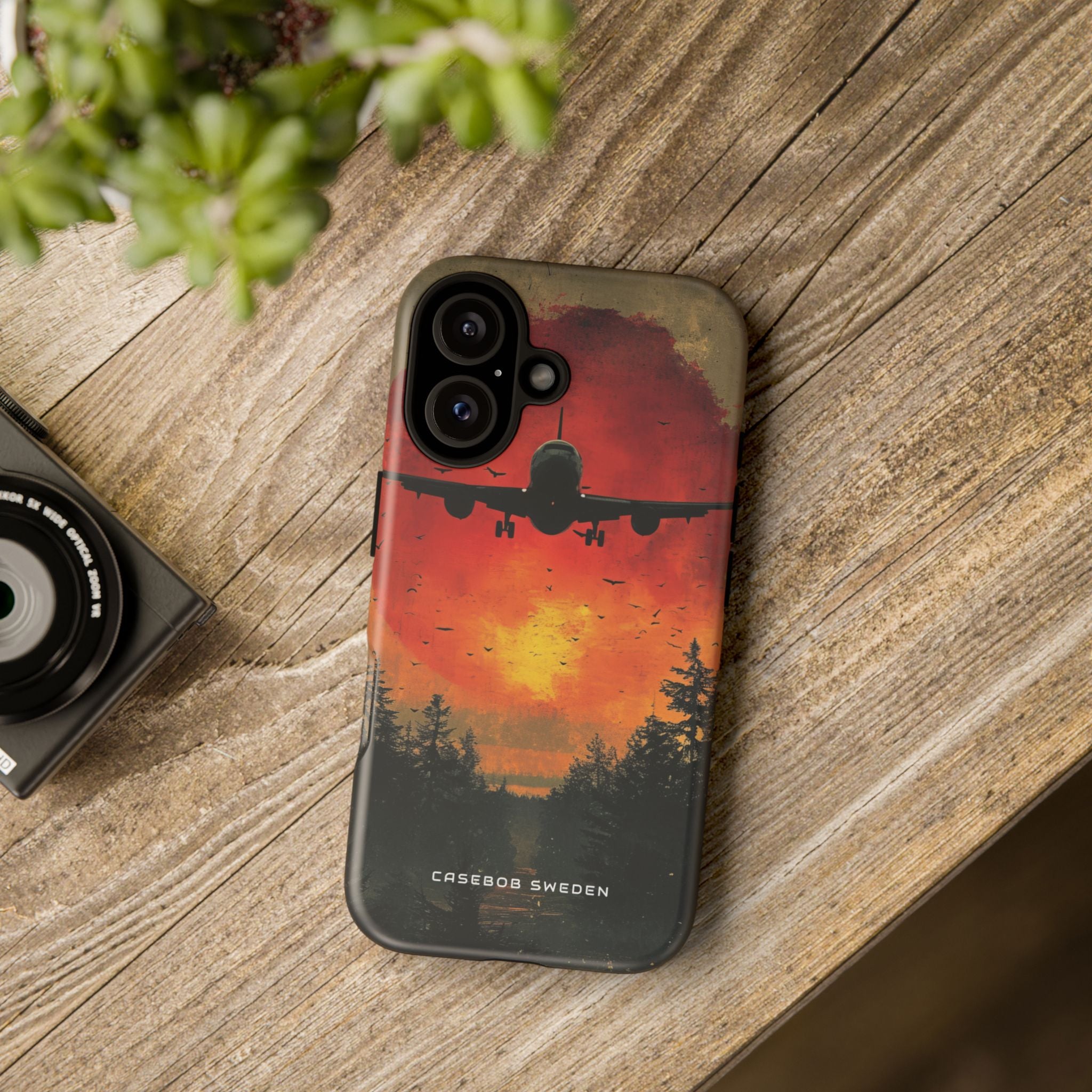 Vintage Sunset Airplane Silhouette iPhone 16 - Tough Phone Case