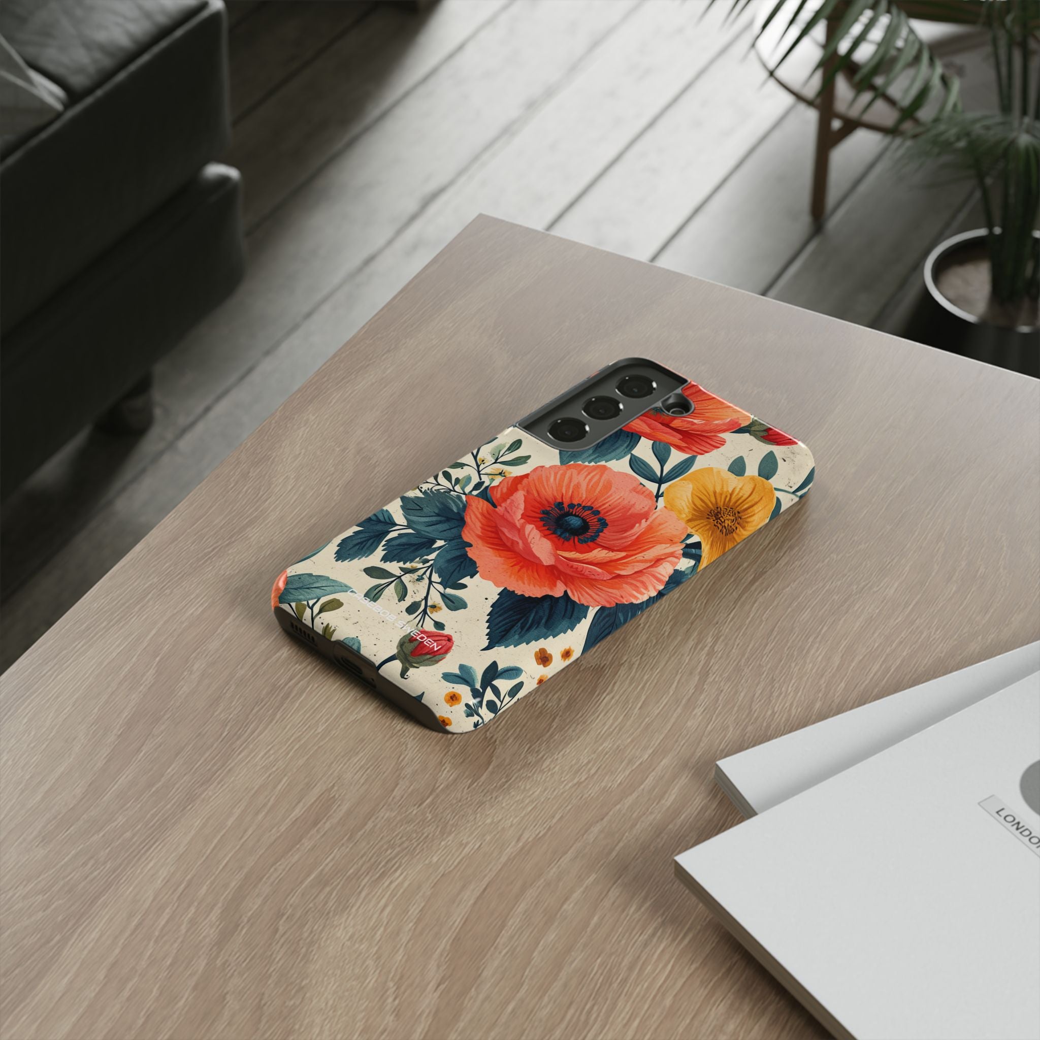 Vibrant Botanical Poppies - Tough Samsung S22 Phone Case