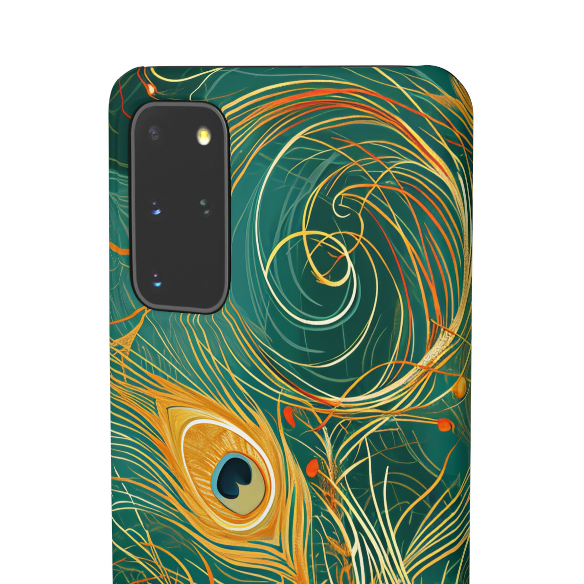 Peacock Elegance in Teal and Gold Samsung S20 - Slim Phone Case