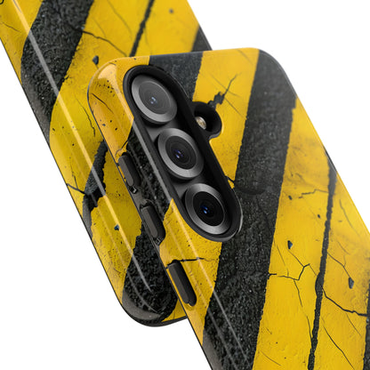 Yellow Stripe Distress Samsung S25 Case - Tough