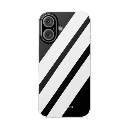 Diagonal Bands Noir iPhone 16 Case - Soft