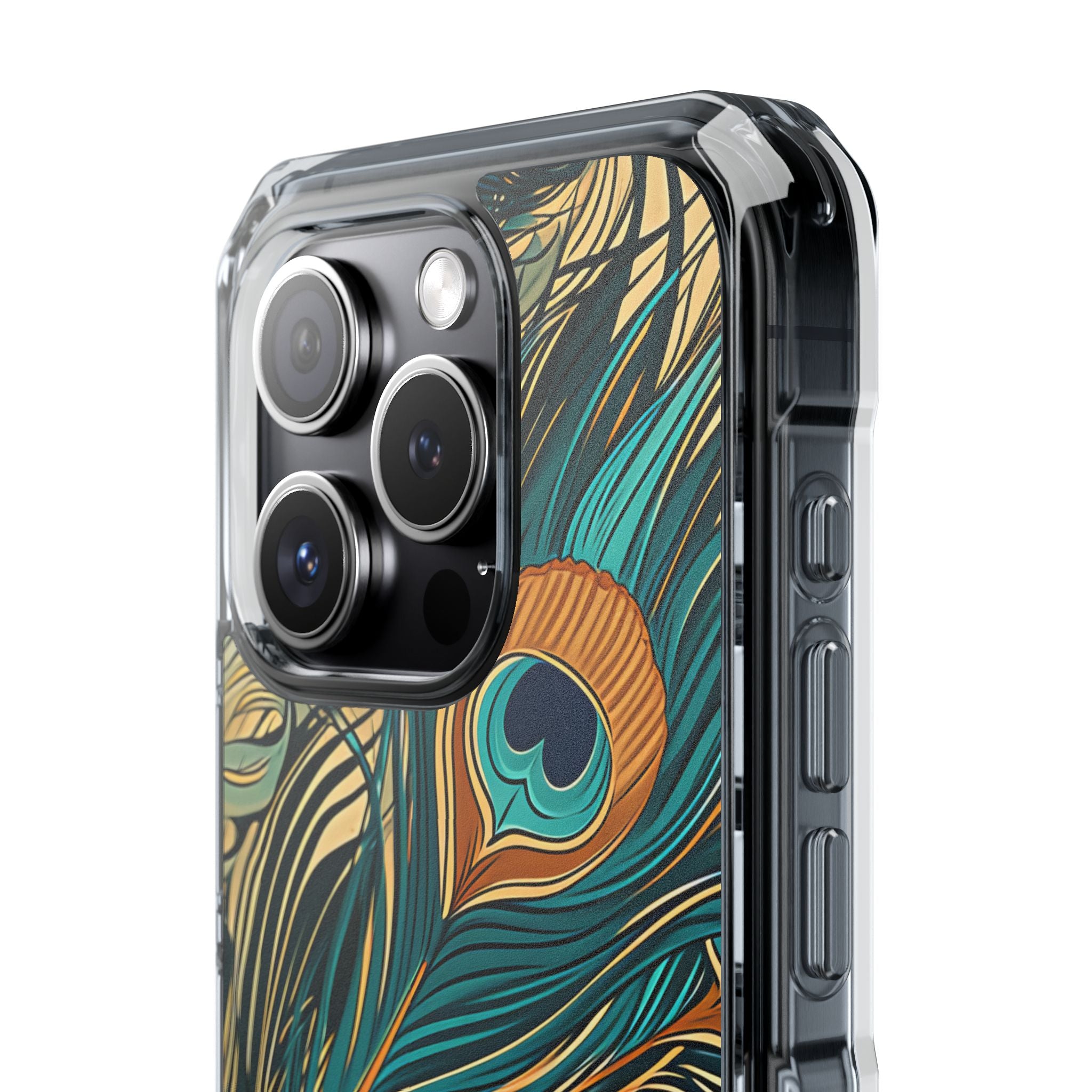 Art Nouveau Peacock Elegance iPhone 15 - Clear Impact Phone Case