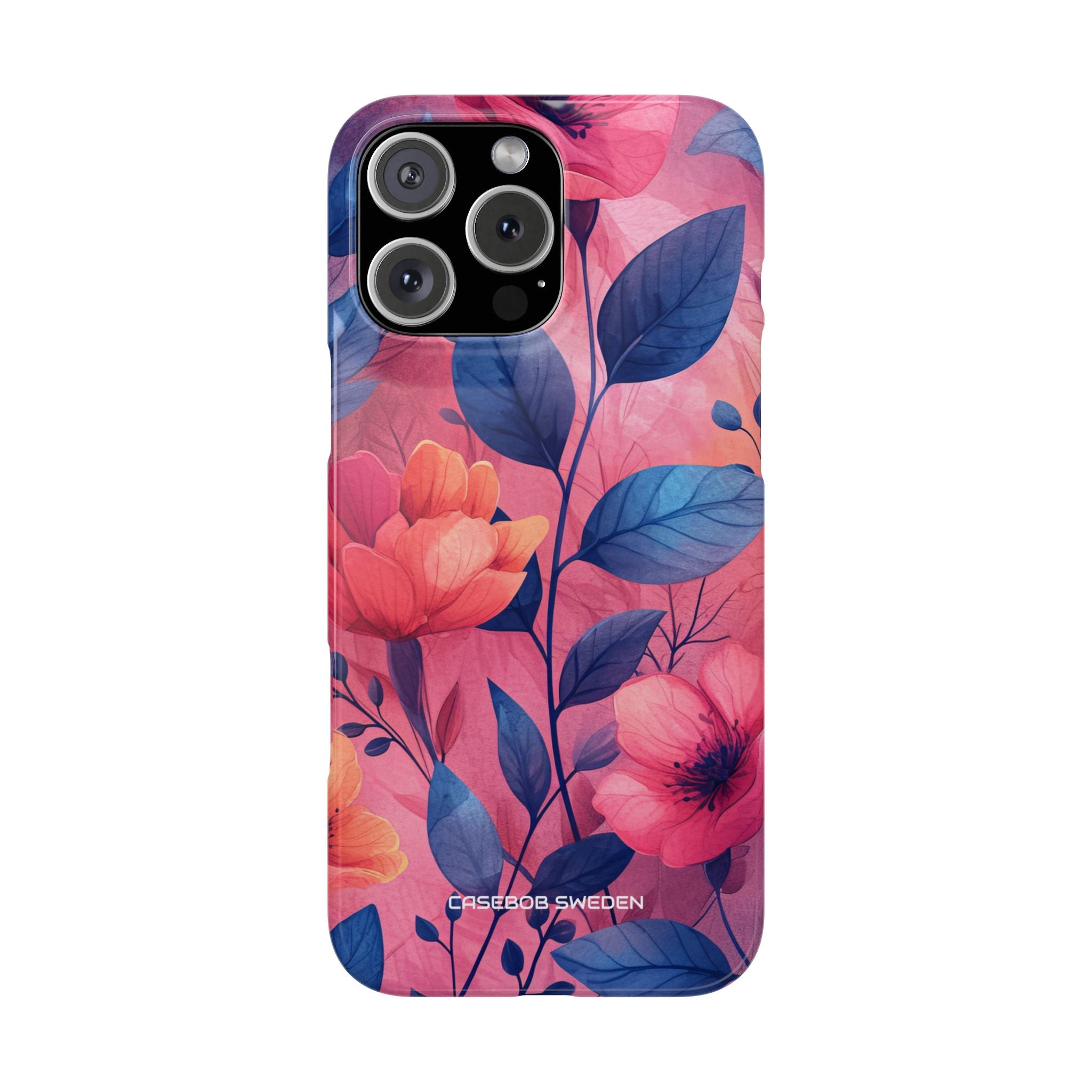 Pink Blue Floral - Slim iPhone 16 Phone Case