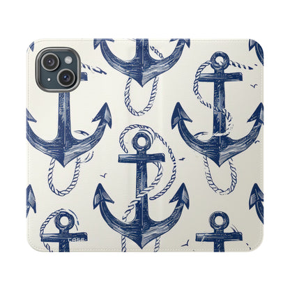 Blue Anchor Breeze - iPhone 15 Plus Case - Wallet
