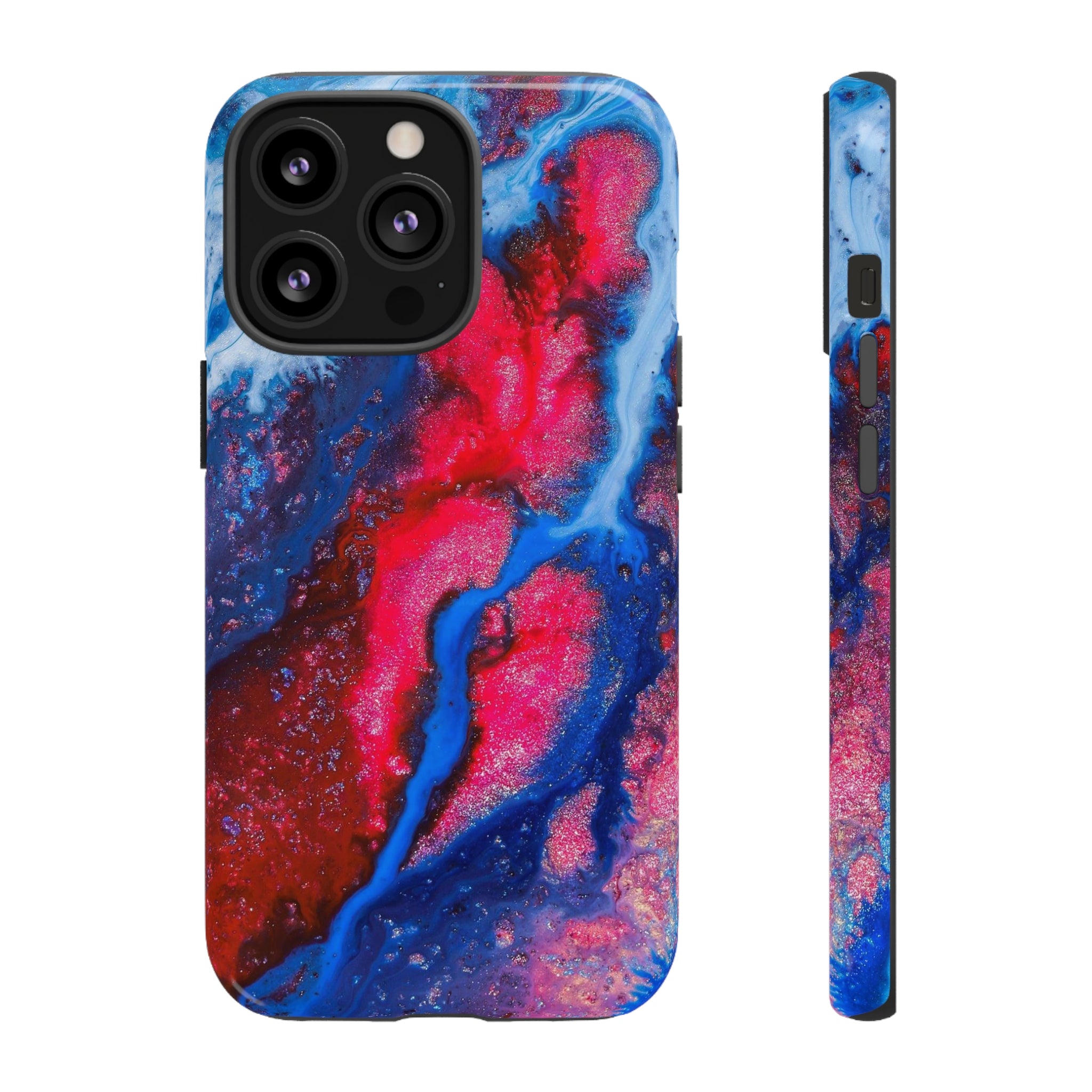 Red n Blue Ink Art iPhone Case (Protective) iPhone 13 Pro Glossy Phone Case