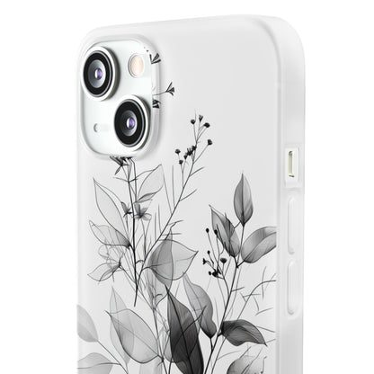 Veined Leaves Gray iPhone 13 - Soft