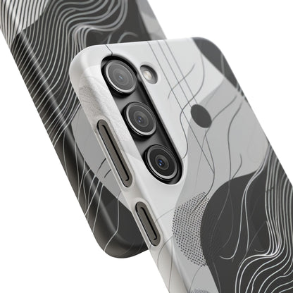 Fluid Rhythms: Monochrome Line Flow Samsung S23 - Slim Phone Case