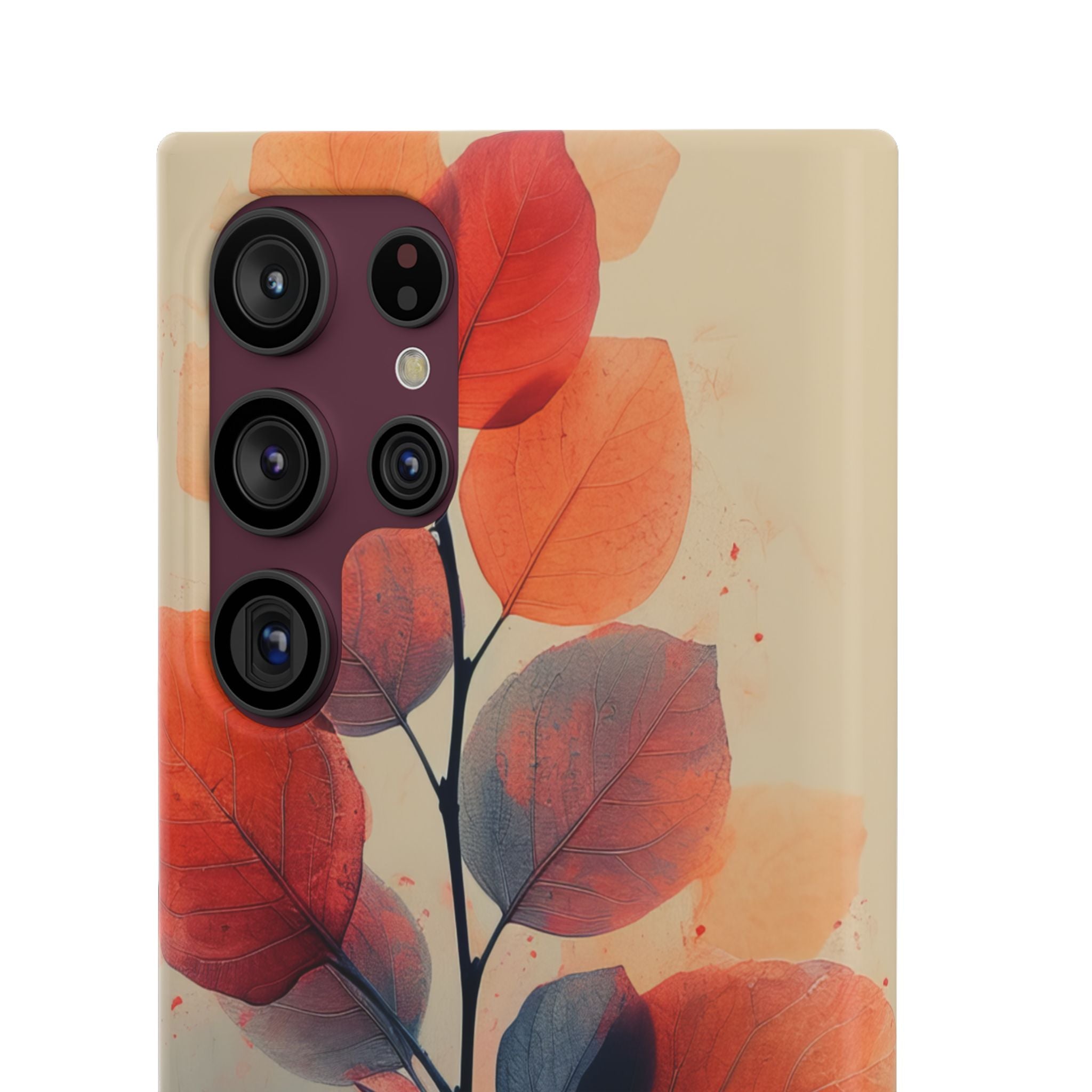 Orange Gray Leaves - Slim Samsung S22 Phone Case