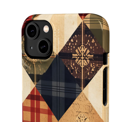 Rustic Geometric Patchwork Harmony iPhone 14 - Slim Phone Case