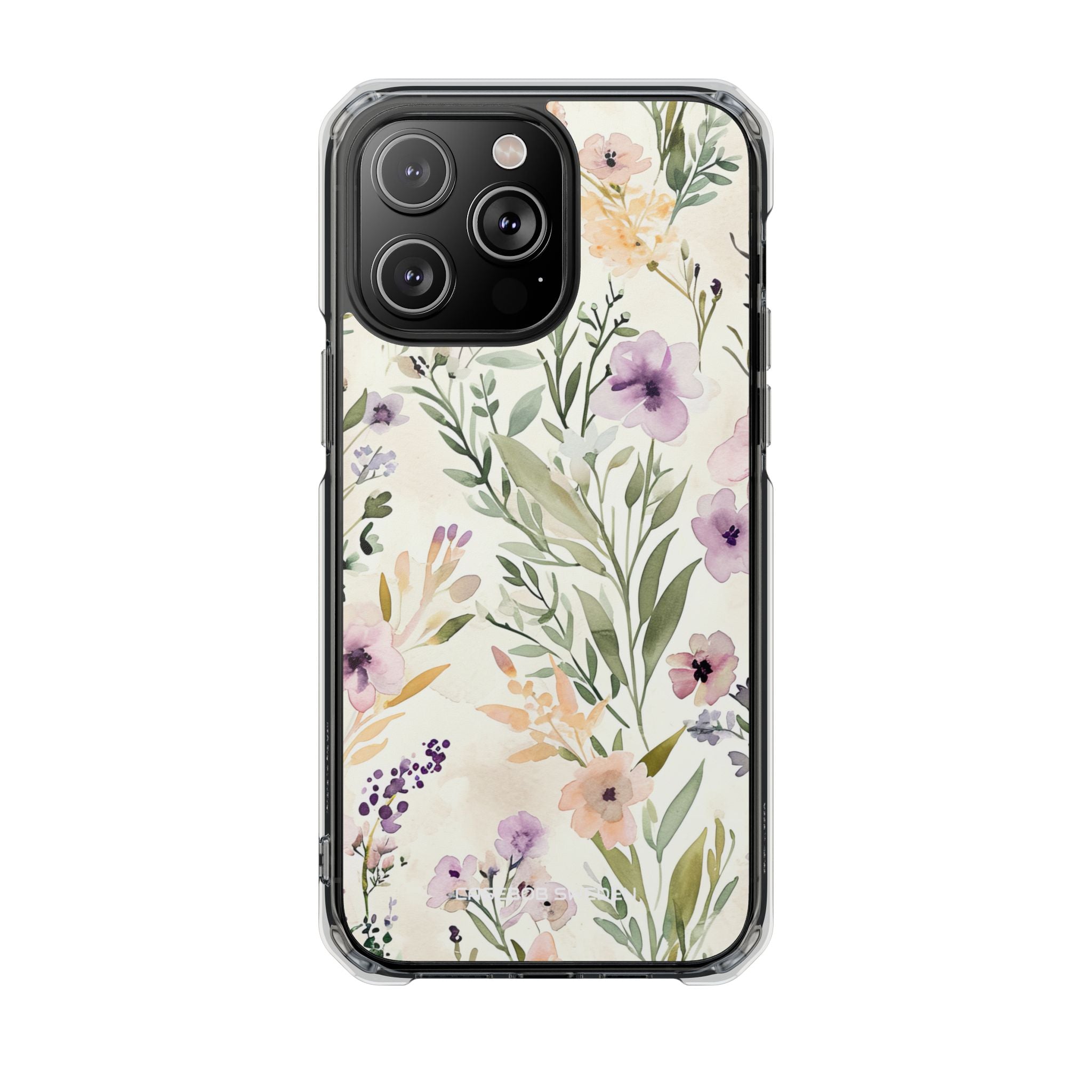 Soft Green Lavender Floral Pattern - Clear Impact iPhone 14 Phone Case