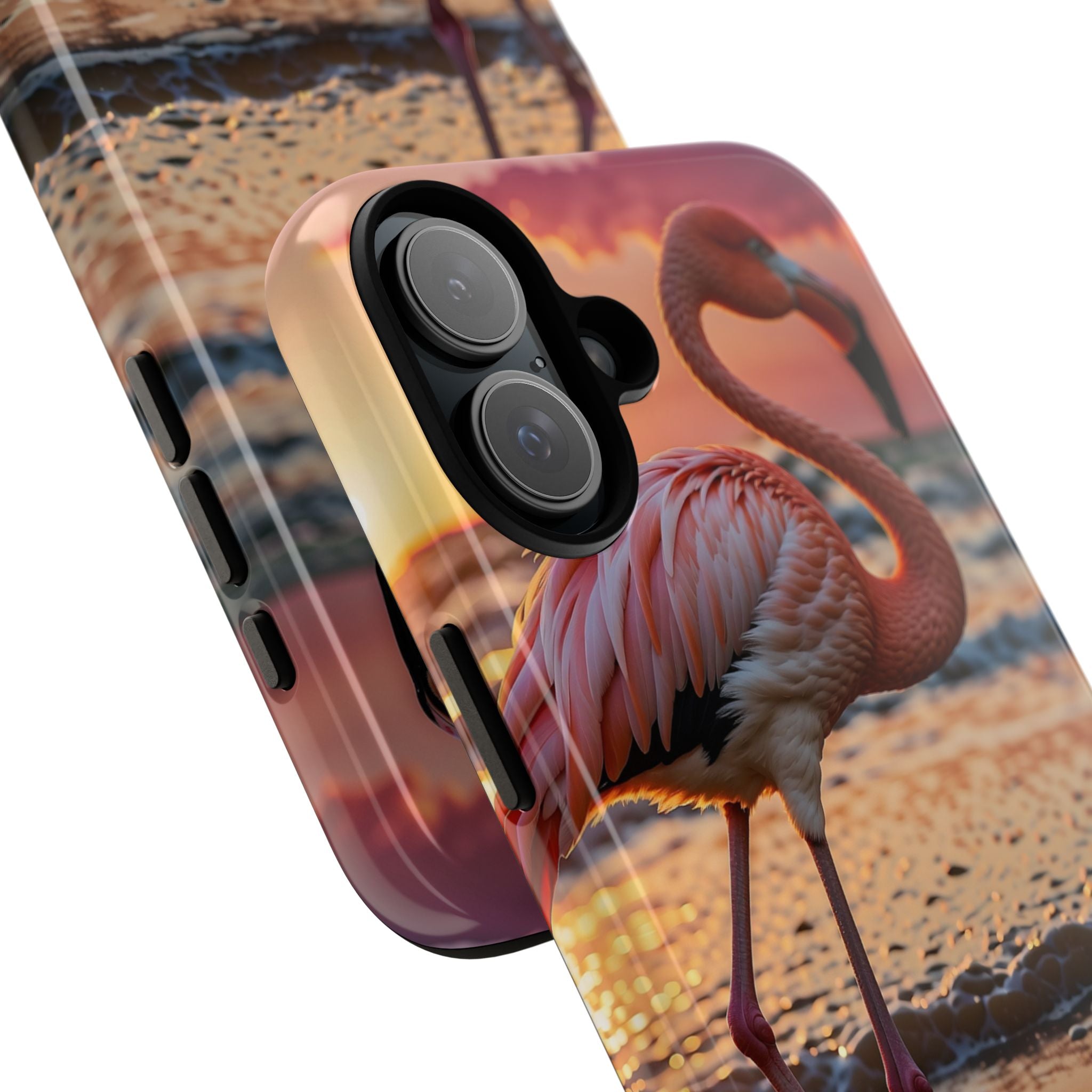 Sunset Flamingo Stand - iPhone Case