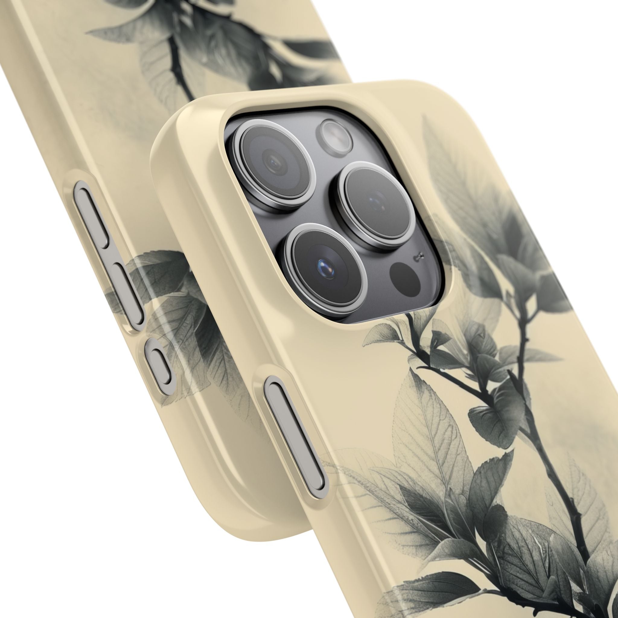 Beige Branch Art - Slim iPhone 15 Phone Case